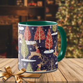 Woodland Whimsical Reindeers Winter Mugg