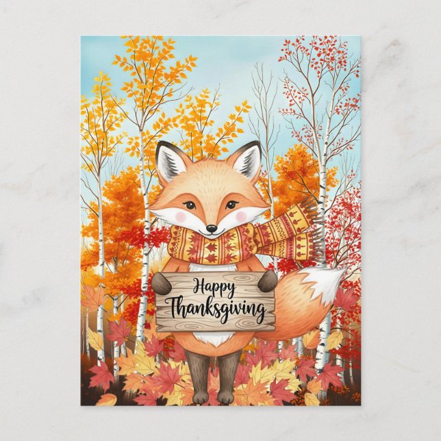 Woodland Whimsy – Thanksgivingräv i höst  Helg Vykort (Framsida)