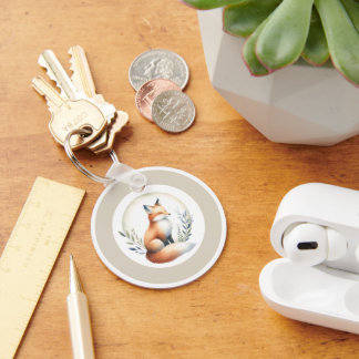 Woodland Whisper - Fox Keychain Button Nyckelring