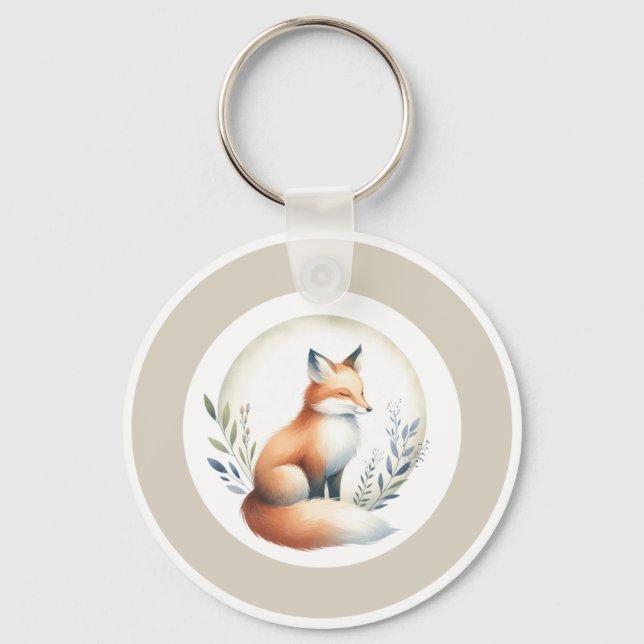 Woodland Whisper - Fox Keychain Button Nyckelring (Framsida)
