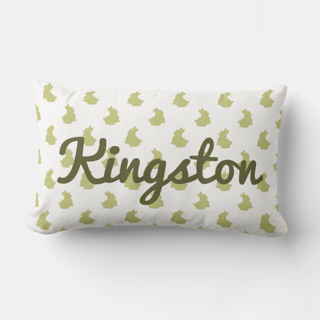 Woodland White och Olive Bunny Nursery Lumbarkudde (Framsida)