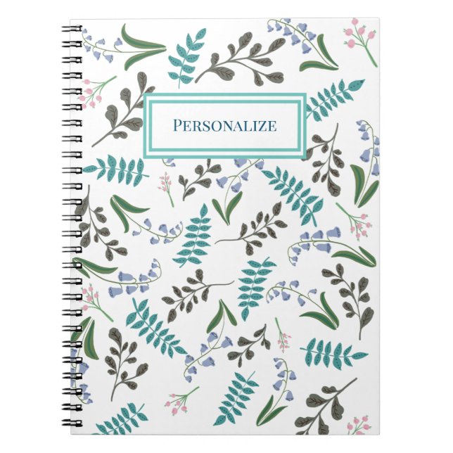 Woodland Wildblomma Spiral Notebook Anteckningsbok (Framsidan)