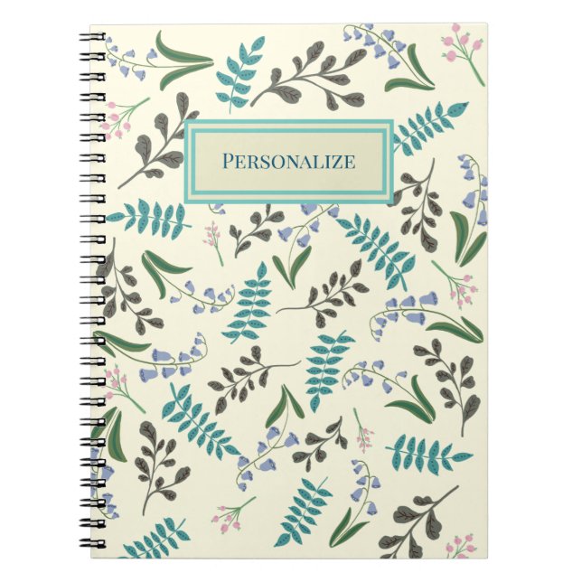 Woodland Wildblomma Spiral Notebook Anteckningsbok (Framsidan)