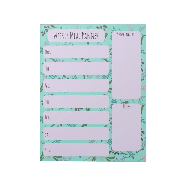 Woodland Wildblomme Weekly Meal Planner anteckning Anteckningsblock (Roterad)