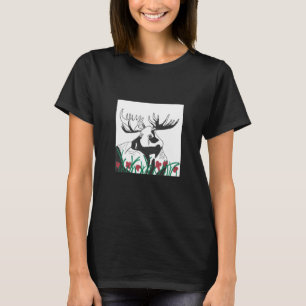 Woodland Wildblomsts konstnärliga hjort Moose T Shirt