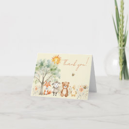 Woodland Wildlife Baby Shower Blek Peach Tack Kort