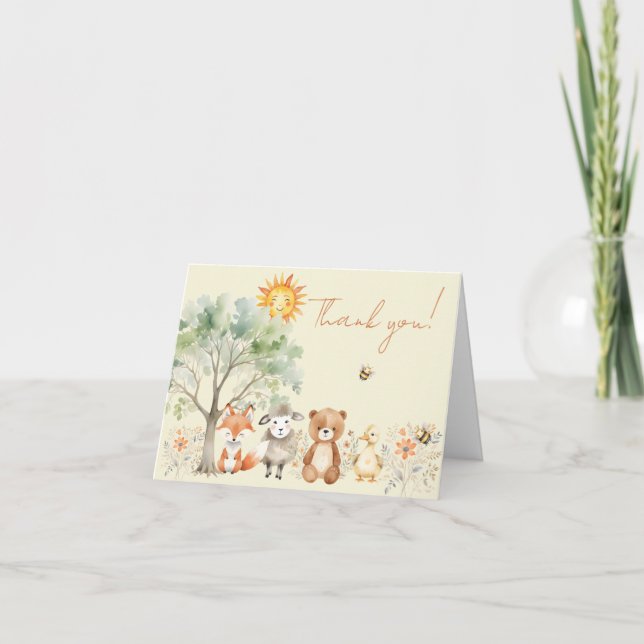 Woodland Wildlife Baby Shower Blek Peach Tack Kort (Framsida)
