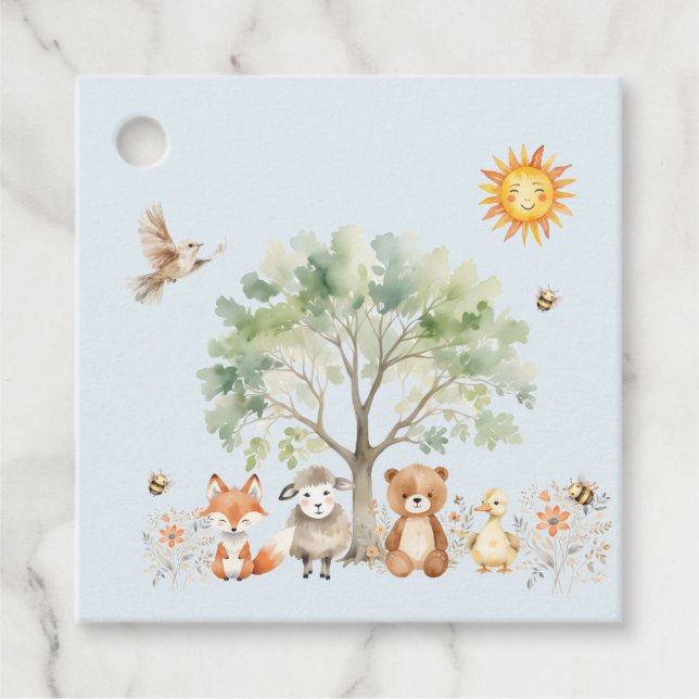Woodland Wildlife Baby Shower Gift-Märkre Gåvor Etiketter (Framsida)