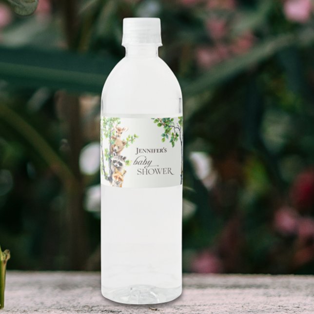 Woodland Wildlife Baby Shower Party Water Bottle Vattenflaskor Etikett (Skapare uppladdad)