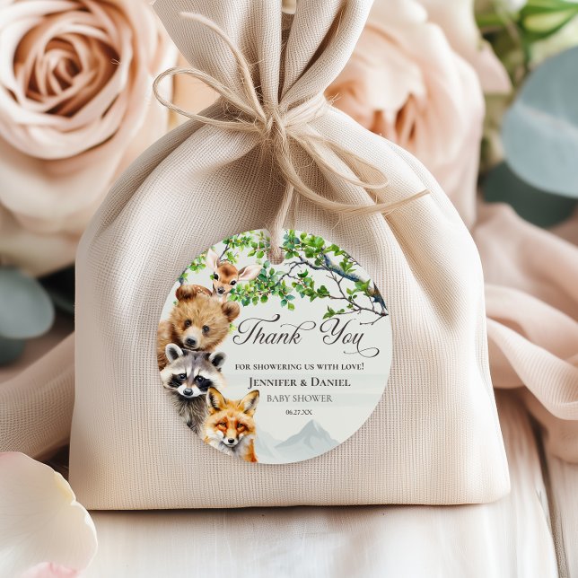 Woodland Wildlife Baby Shower Thank You Gåvor Etiketter (Skapare uppladdad)