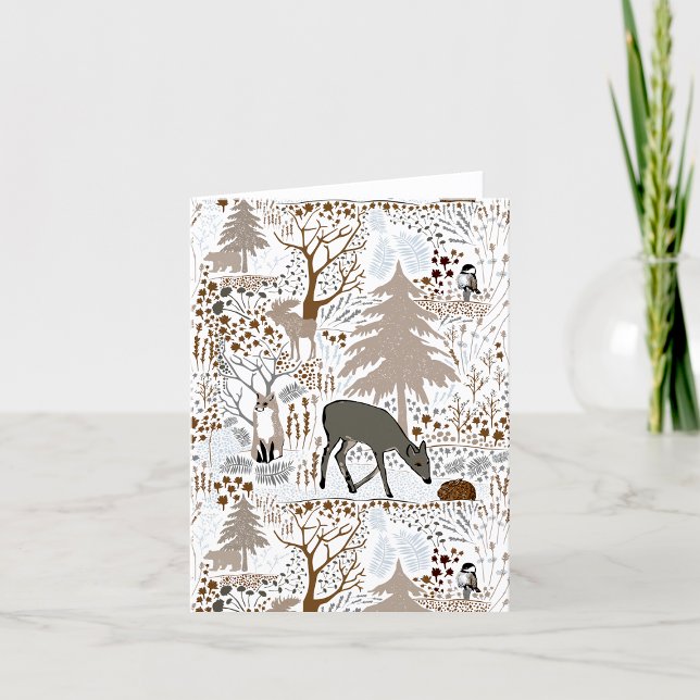 Woodland Wildlife Hjort Fox Moose Hälsning eller B Tack Kort (Woodland Wildlife Deer Fox Moose Greeting Or Blank Thank You Card by Jenn Steffen Art)