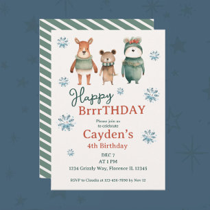 Woodland Winter Animal Boy Birthday Inbjudningar
