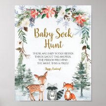Woodland Winter Animals Forest Baby Sock Hunt