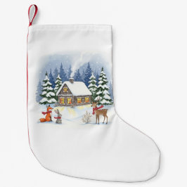 Woodland Winter Cabin-julklapp Liten Julstrumpa