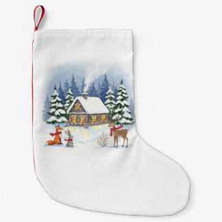 Woodland Winter Cabin-julklapp Liten Julstrumpa