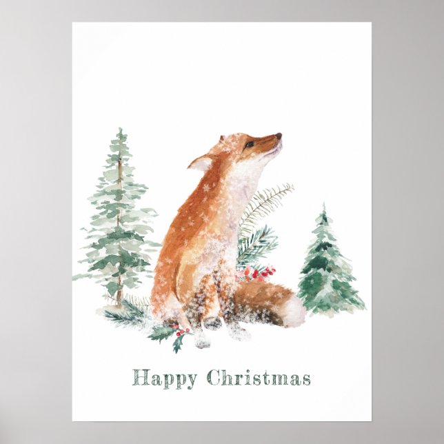 Woodland Winter Fox Gräs Poster (Framsidan)
