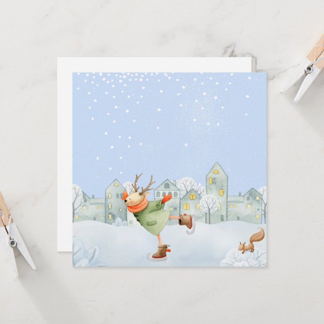 WOODLAND WINTER FRIENDS- ICE SKATING REINDEER (Fram/Back In Situ)