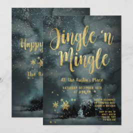 Woodland Winter Jingle Mingle Guld Julfest Inbjudningar