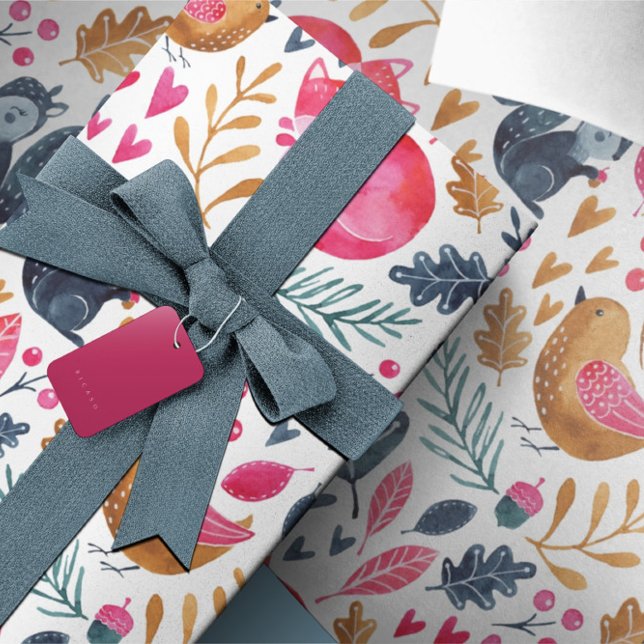 Woodland Winter Watercolor Fox jul Presentpapper (Woodland Winter Watercolor Fox Christmas Wrapping Paper from Ricaso. Stunning holiday gift wrap)