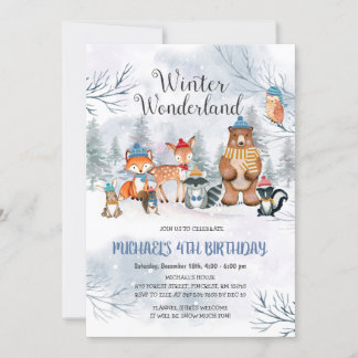 Woodland Winter Wonderland Birthday Boy-inbjudan Inbjudningar