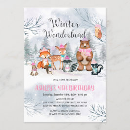Woodland Winter Wonderland Birthday-inbjudan Inbjudningar