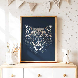 Woodland Wolf Nursery Wall Art Print Nursery Decor Poster