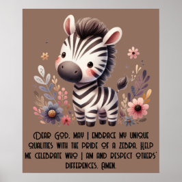 Woodland Zebra Kids Christian Prayer på Brown | Poster