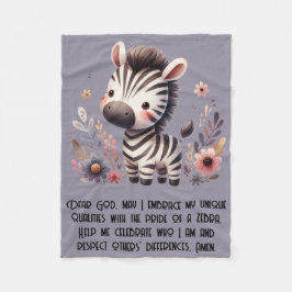 Woodland Zebra Kids Christian Prayer på Lila | Fleecefilt