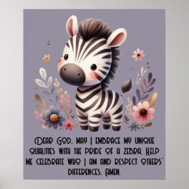 Woodland Zebra Kids Christian Prayer på Lila | Poster