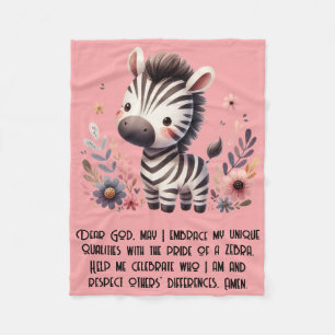 Woodland Zebra Kids Christian Prayer på Rosa Fleecefilt