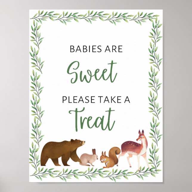 WoodlandBaby Shower Spädbarn är Sweet Sign Poster (Framsidan)