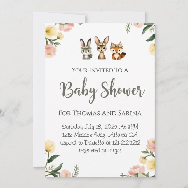 Woodlands Design Baby Shower Kort (Framsida)