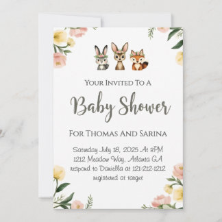 Woodlands Design Baby Shower Kort