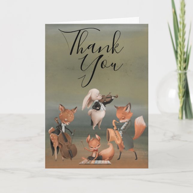 Woodlands Musician Baby Shower - tackkort (Framsida)