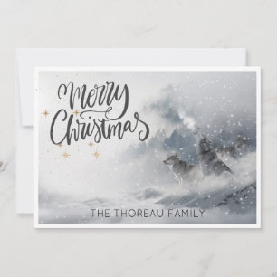 Woodlands Vargs Howl Winter Snö God jul Julkort