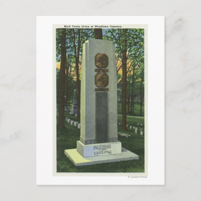 Woodlawn Cemetery, Mark Twain Gravestone Scene Vykort (Framsida)