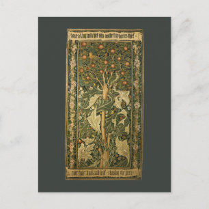 Woodpecker av William Morris, Vintage Textile Art Vykort