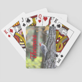Woodpecker Bird med rött Casinokort