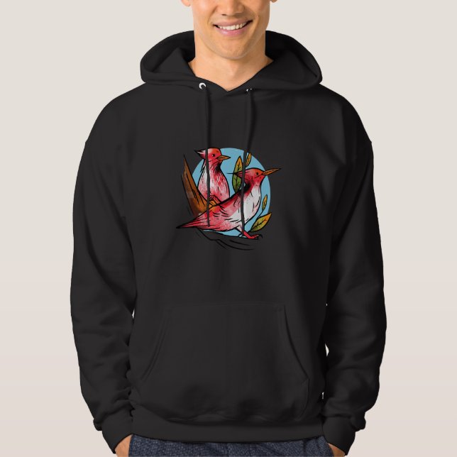 Woodpecker Bird Natature Red Pileated Woodpeckers  Hoodie (Framsida)