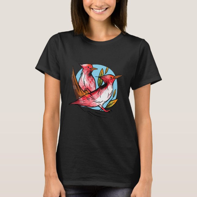 Woodpecker Bird Natature Red Pileated Woodpeckers  T Shirt (Framsida)