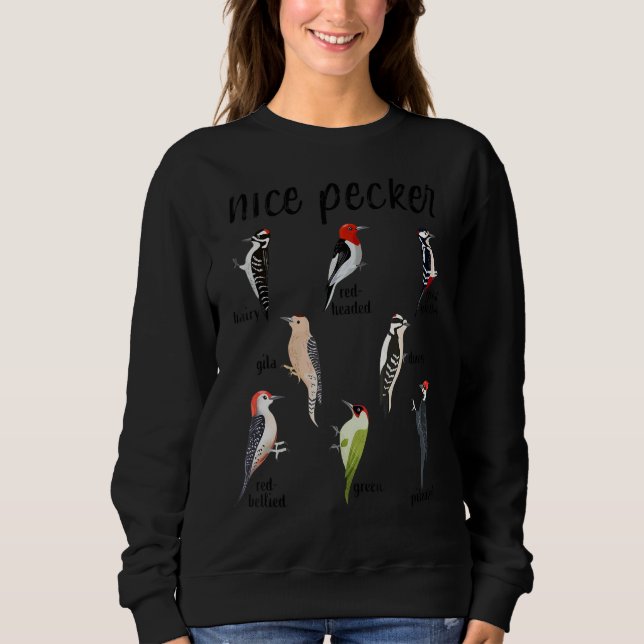 Woodpecker Bird Watching Nice Pecker Wildlife T Shirt (Framsida)