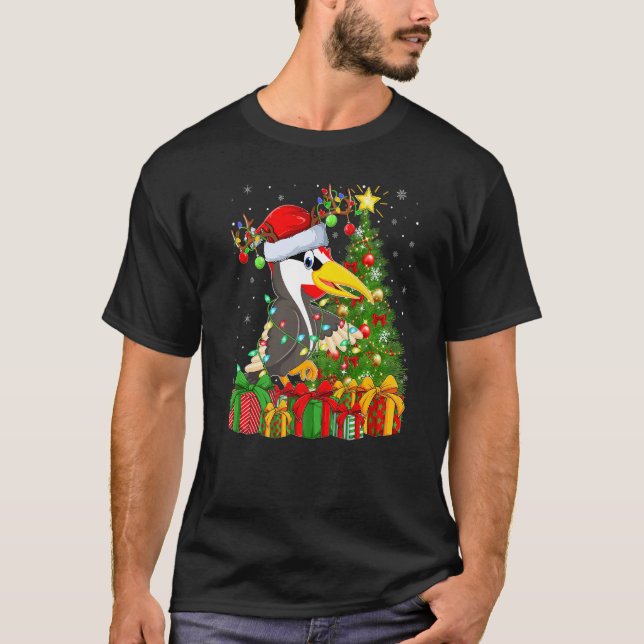 Woodpecker Bird  Xmas Holiday Woodpecker Christmas T Shirt (Framsida)