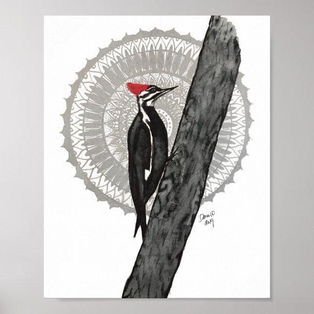 Woodpecker Mandala 8 x 10 Skriv ut Poster (Framsidan)