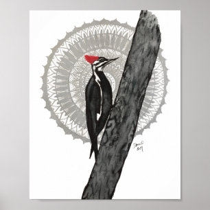 Woodpecker Mandala 8x10 Skriv ut Poster