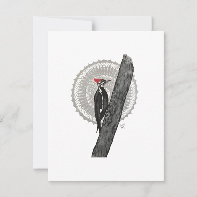 Woodpecker Mandala Anteckningskort (Framsida)