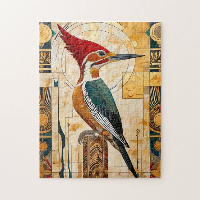 Woodpecker Totem – Art Deco Rhythm Pussel (Vertikal)