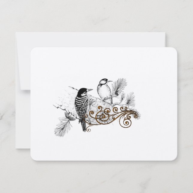 Woodpeckers Vintage Love birds Bröllop OSA Kort (Framsida)