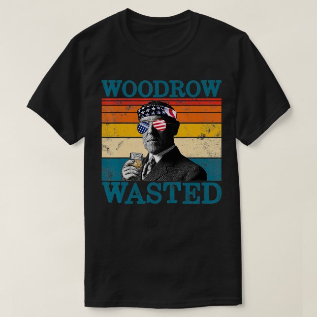 Woodrow Slösat Patriotic Retro Drinking Wilson TSh T Shirt (Design framsida)