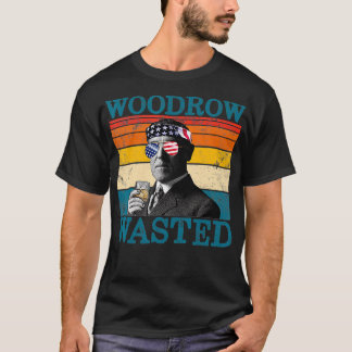 Woodrow Slösat Patriotic Retro Drinking Wilson TSh T Shirt