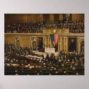 Woodrow Wilson bad kongressen förklara Krig Poster